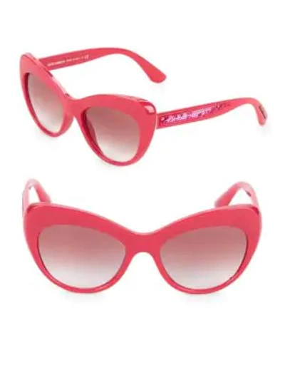 Shop Dolce & Gabbana 52mm Sequin Arm Cateye Sunglasses In Fuchsia