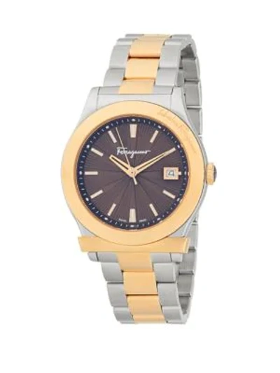 Shop Ferragamo Two-tone Stainless Steel Bracelet Analog Watch In Silver