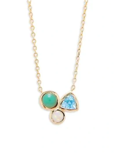 Shop Saks Fifth Avenue Opal, Swiss Blue Topaz And 14k Yellow Gold Pendant Necklace