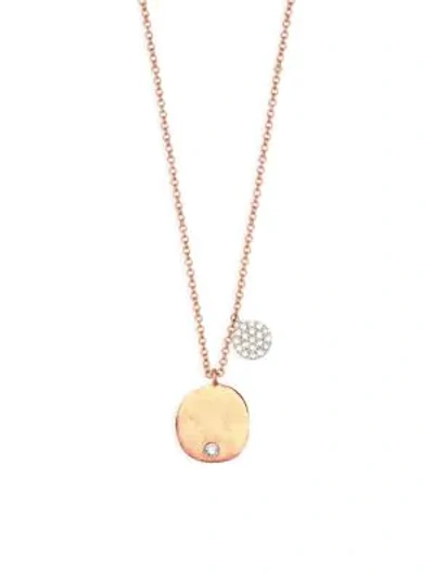 Shop Meira T 14k Rose Gold & Diamond Disc Pendant Necklace