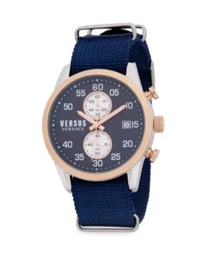 Shop Versus Men's Stainless Steel And Strap Watch In Blue