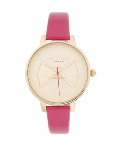 Shop Ted Baker Three-hand Leather-strap Watch In Gold