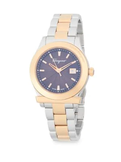Shop Ferragamo Stainless Steel Bracelet Watch In Rose Gold