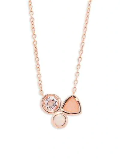 Shop Saks Fifth Avenue Opal, Morganite, Peach Moonstone And 14k Rose Gold Pendant Necklace