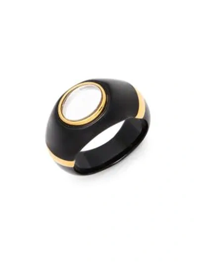 Shop Aur Lie Bidermann Diana Goldplated Stone Ring In Black