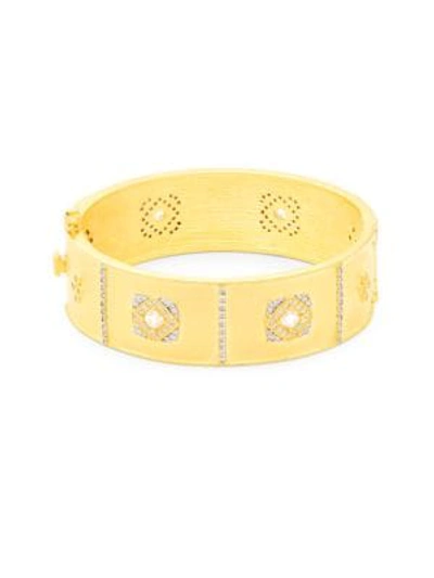 Shop Freida Rothman Crystal And Sterling Silver Visionary Bracelet In Gold