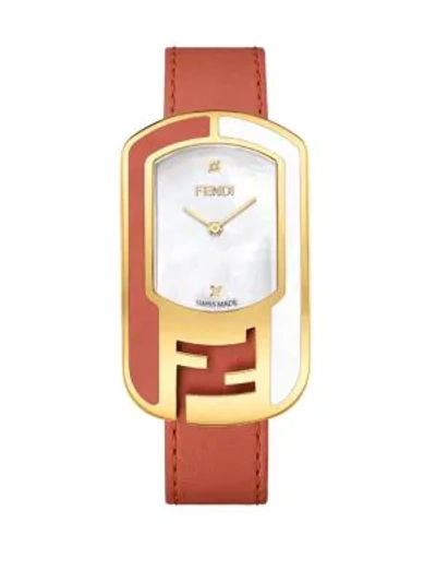 Shop Fendi Chameleon Diamond Goldtone Leather Strap Watch In Silver