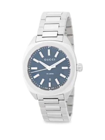 Shop Gucci Stainless Steel Analog Quartz Bracelet Watch In Blue Silver