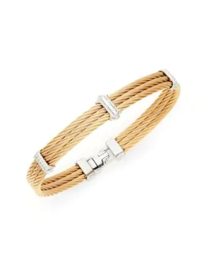 Shop Alor Women's Diamond 18k White Gold And Rosegold-plated Triple Cable Bracelet