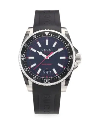 Shop Gucci Dive Rubber & Stainless Steel Watch In Blue