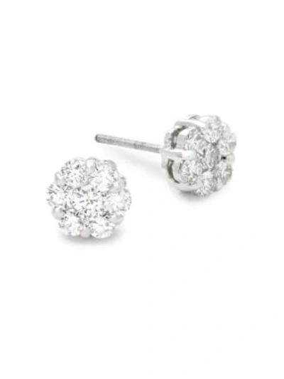 Shop Saks Fifth Avenue Women's 14k White Gold & 1 Tcw Diamond Flower Stud Earrings