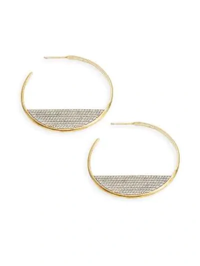 Shop Nadri Sterling Silver & Crystal Hoop Earrings In Gold