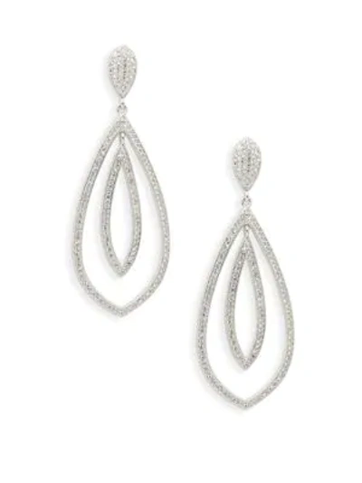 Shop Adriana Orsini Pave Double Teardrop Earrings In Rhodium