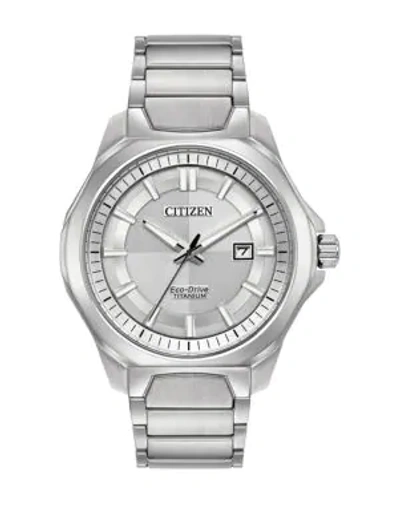 Shop Citizen Ti+ip Eco-drive Titanium Analog Tonal Dial Bracelet Watch In Silver