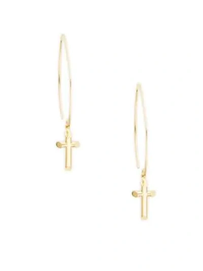 Shop Saks Fifth Avenue Cross 14k Yellow Gold Drop Earrings
