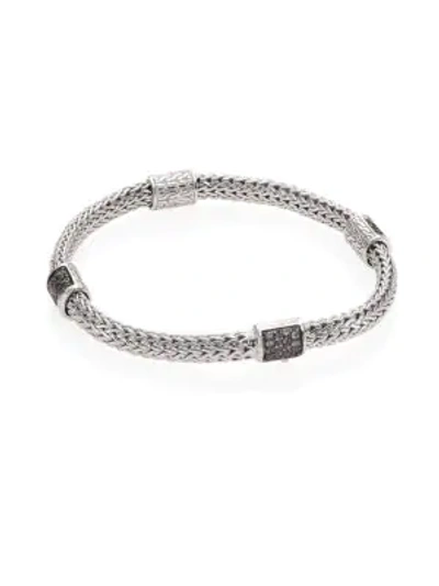Shop John Hardy Classic Chain Gemstone & Sterling Silver Four-station Extra-small Bracelet In Grey