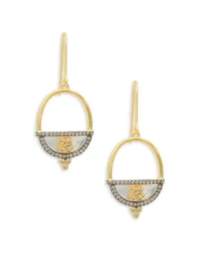 Shop Freida Rothman Open Oval Crystal Goldtone Drop Earrings