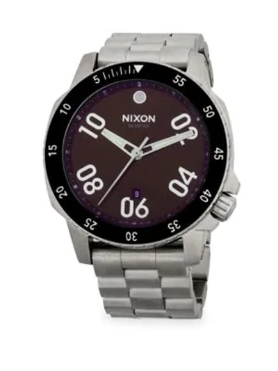 Shop Nixon Round Stainless Steel Bracelet Watch In Silver