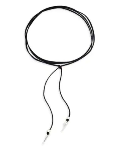 Shop Vanessa Mooney Leather Wrap Necklace In Black