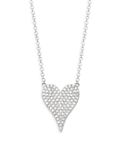Shop Saks Fifth Avenue Women's Heart 14k White Gold & Natural Diamond Pendant Necklace