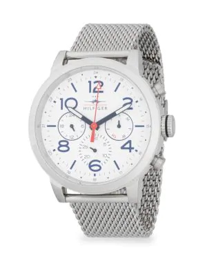 tommy hilfiger black stainless steel mesh bracelet watch