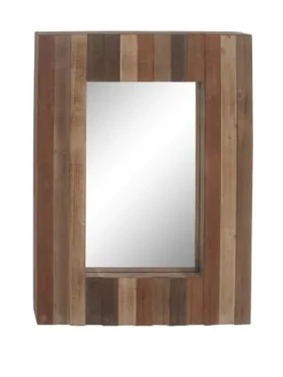 Shop Uma Rectangle Mirrors Rustic Slat-style Wooden Framed Wall Mirror In Brown