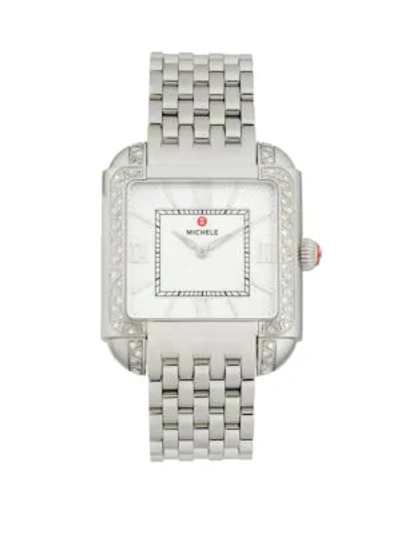 Shop Michele Milou Diamond Stainless Steel Bracelet Watch