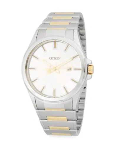 Shop Citizen Two-tone Stainless Steel Bracelet Watch In Silver