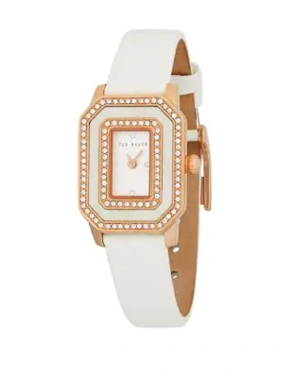 Shop Ted Baker Rose Goldtone Stainless Steel, Mother-of-pearl & Leather-strap Watch