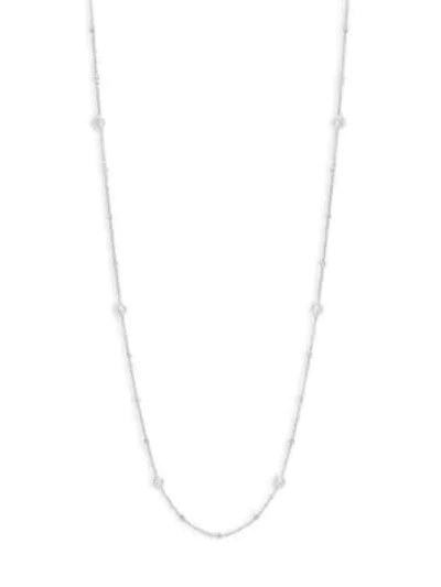 Shop Saks Fifth Avenue Crystal-embellished Sterling Silver Station Necklace In Rhodium