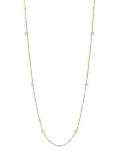 Shop Saks Fifth Avenue Crystal-embellished Sterling Silver Station Necklace In Rose Gold