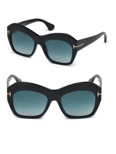Shop Tom Ford Emmanuelle 54mm Round Sunglasses In Black Gold