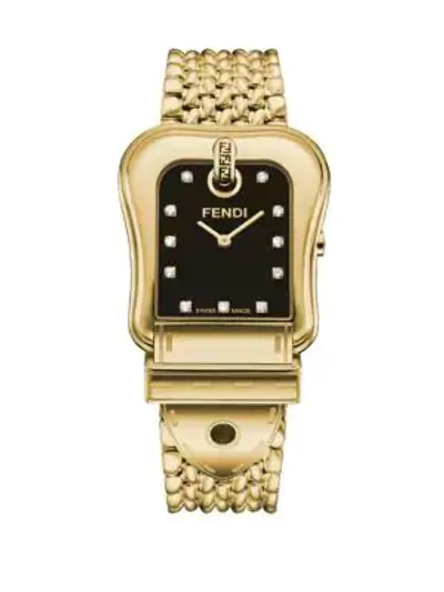 Shop Fendi B.  Diamond Stainless Steel Bracelet Watch In Black