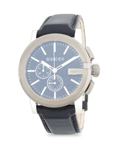Shop Gucci Leather Strap Watch In Black
