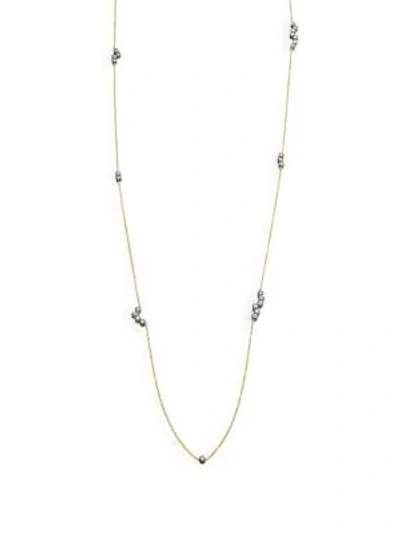 Shop Freida Rothman Double Helix Sterling Silver & Crystal Station Necklace In Blue