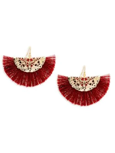 Shop Panacea Fringe Hoop Earrings In Red