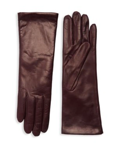 Shop Portolano Classic Leather Gloves In Cabernet