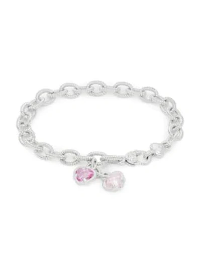 Shop Judith Ripka La Petite Sterling Silver & Pink Crystal Charm Bracelet