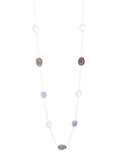 Shop Saks Fifth Avenue Tri-tone Quartz Single Strand Necklace In Silver