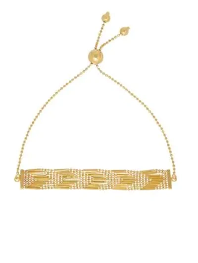 Shop Saks Fifth Avenue 14k Pdc Yellow Gold Beaded Arrow Patterned Bracelet