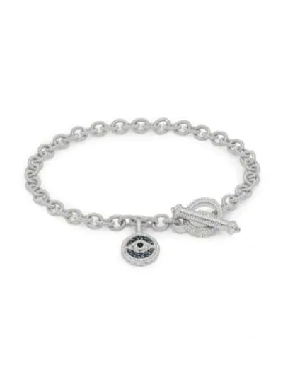 Shop Judith Ripka La Petite Sterling Silver, Blue & Black Sapphire, White Topaz & Crystal Charm Bracelet