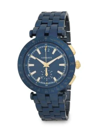 Shop Versace Stainless Steel Bracelet Watch In Blue