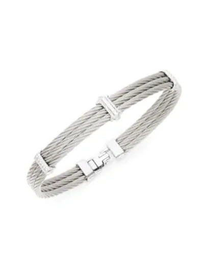 Shop Alor Women's Diamond 18k White Gold Triple Cable Bracelet
