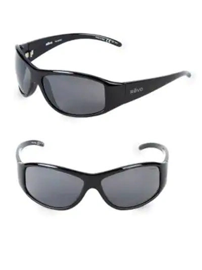 Shop Revo 64mm Wrap Sunglasses In Black