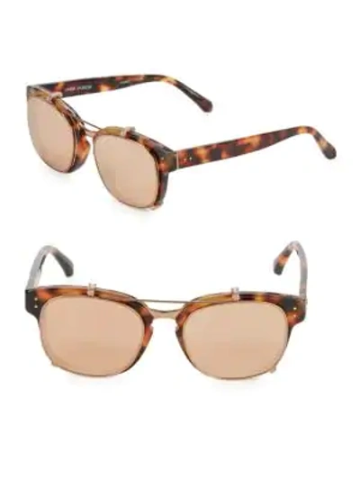 Shop Linda Farrow Luxe Tortoiseshell 49mm Professor Sunglasses In Tortoise Shell