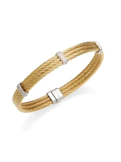 Shop Charriol 18k Yellow Gold, White Gold & Diamond Cable Bracelet In Gold Silver