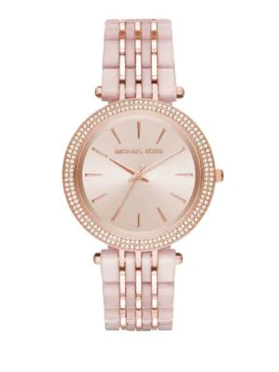 Shop Michael Kors Darci Rose Goldtone Three-hand Watch In Pink