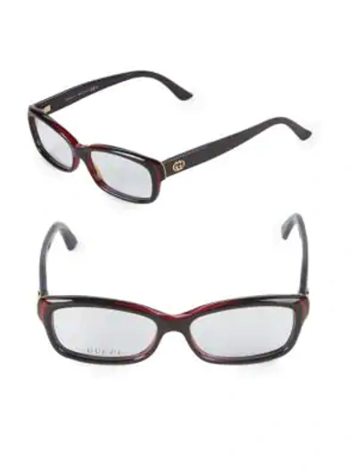 Shop Gucci 52mm Rectangular Optical Glasses In Brown Red