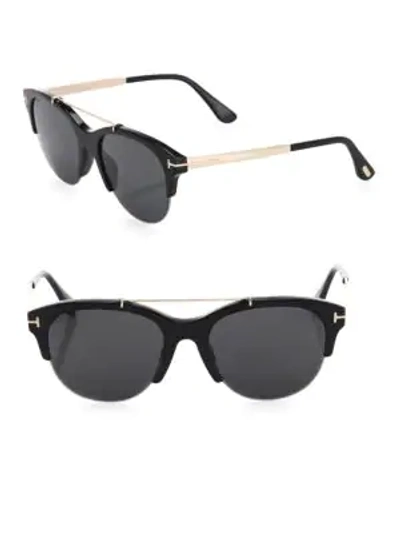 Shop Tom Ford Adrenne 55mm Round Sunglasses In Black