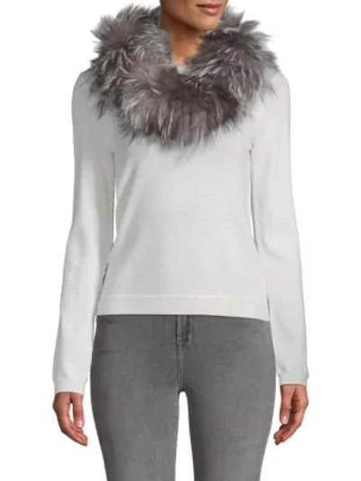 Shop Adrienne Landau Dyed Fox Fur Scarf In Silver